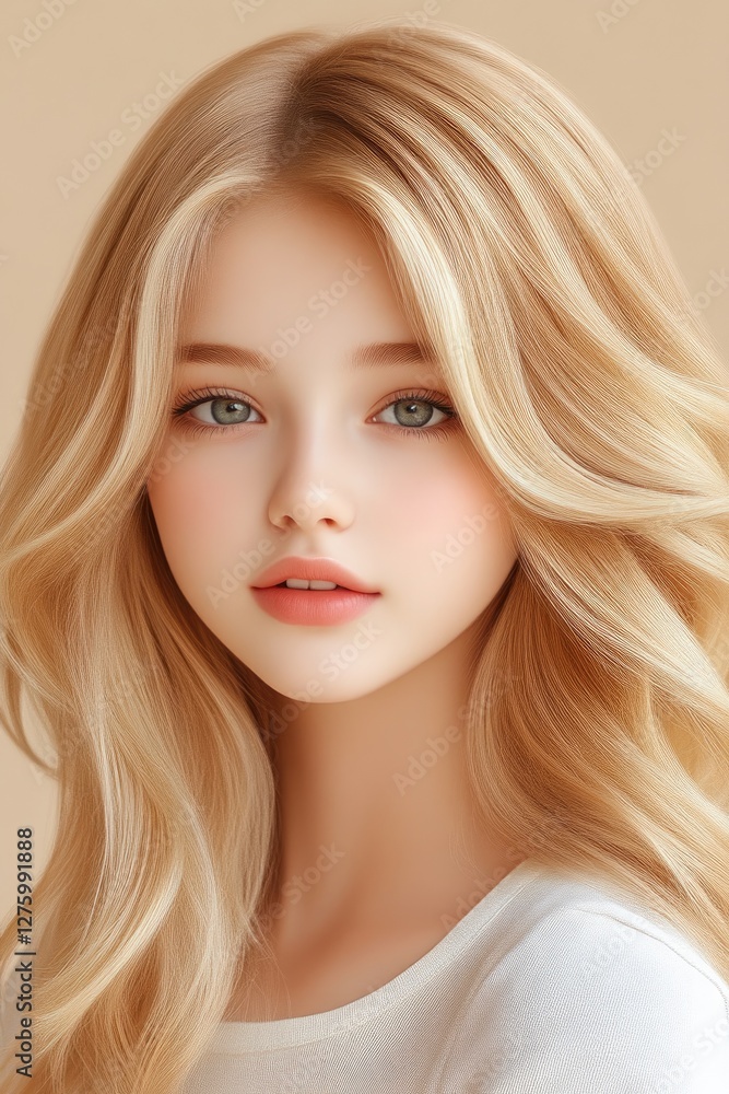 Hair texture of glossy blonde woman close up Hair texture of glossy blonde woman close up