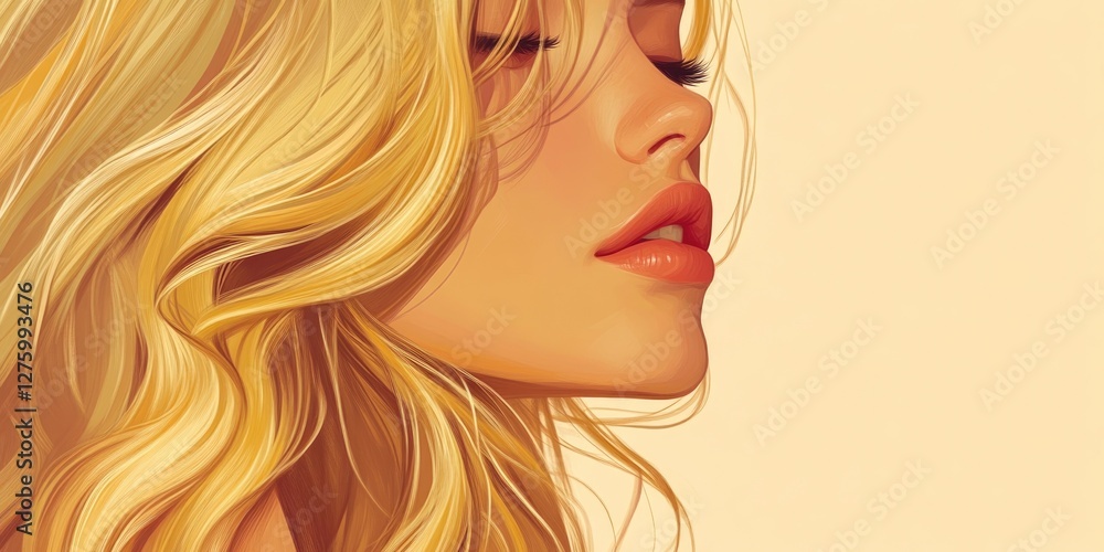 Close-up of shiny blonde locks texture Close-up of shiny blonde locks texture
