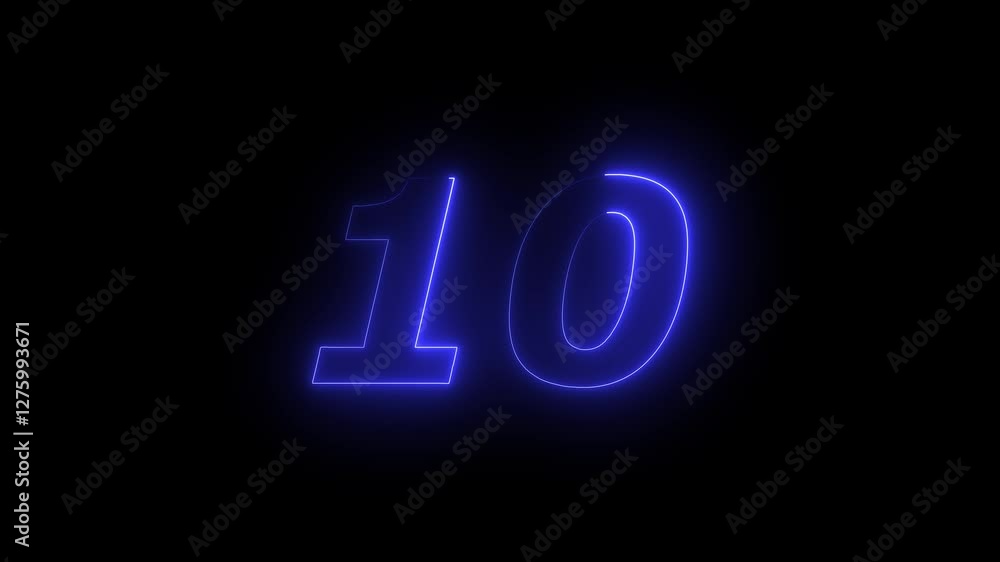 neon text 10 number countdown icon background 4k animation neon text 10 number countdown icon background 4k animation