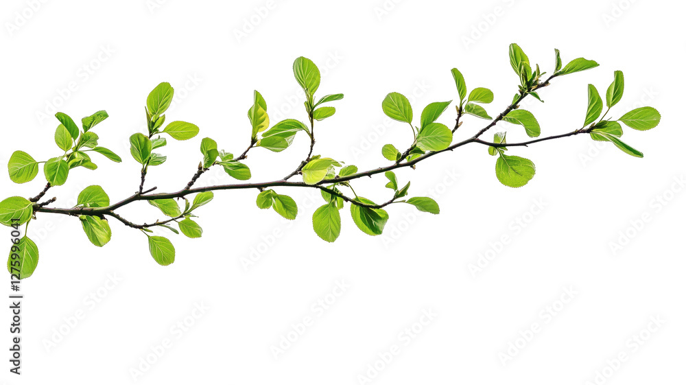 Spring Branch: A delicate branch adorned with vibrant green leaves, a symbol of renewal and the beauty of nature. Spring Branch: A delicate branch adorned with vibrant green leaves, a symbol of renewal and the beauty of nature.