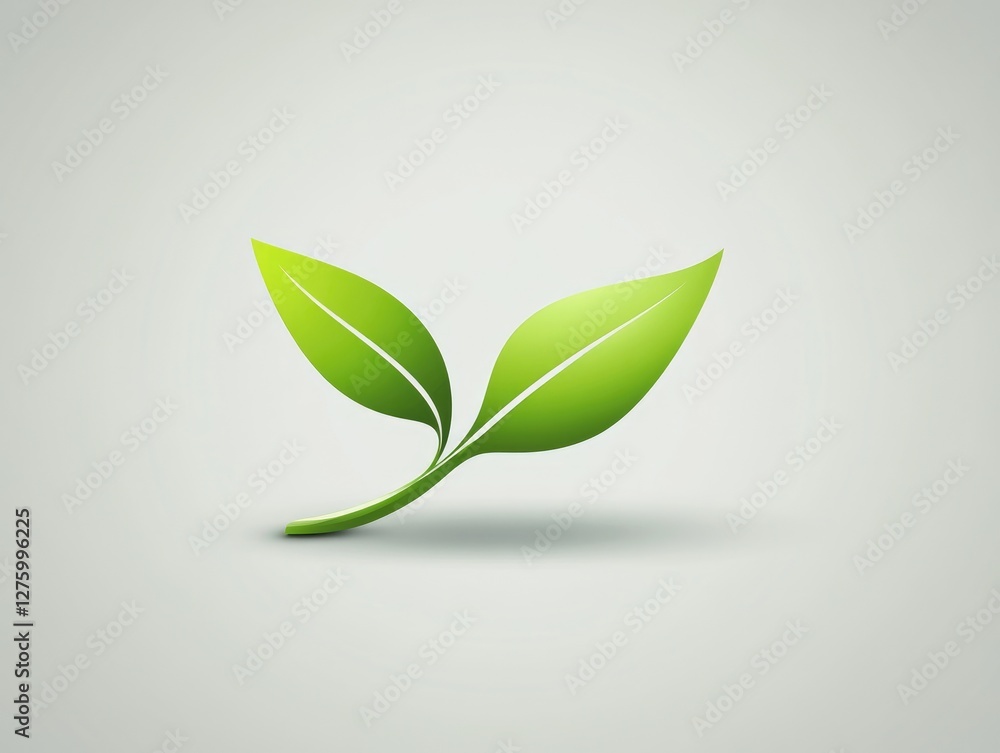 A sprout design showcases two green leaves emerging from a stem, symbolizing the concepts of growth, renewal, and the potential for a sustainable future A sprout design showcases two green leaves emerging from a stem, symbolizing the concepts of growth, renewal, and the potential for a sustainable future