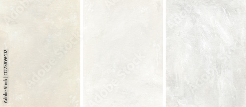Fototapeta Naklejka Na Ścianę i Meble -  Abstract paint texture background set. Artistic hand painted templates in light neutral colors. Illustration with brush strokes. Modern textured oil painting on canvas. Contemporary minimal artwork