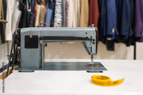 Sewing machine with measuring tape in suite store photo