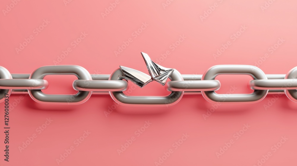 Obraz premium Broken Link Concept Representing Weakness in a Chain with Background