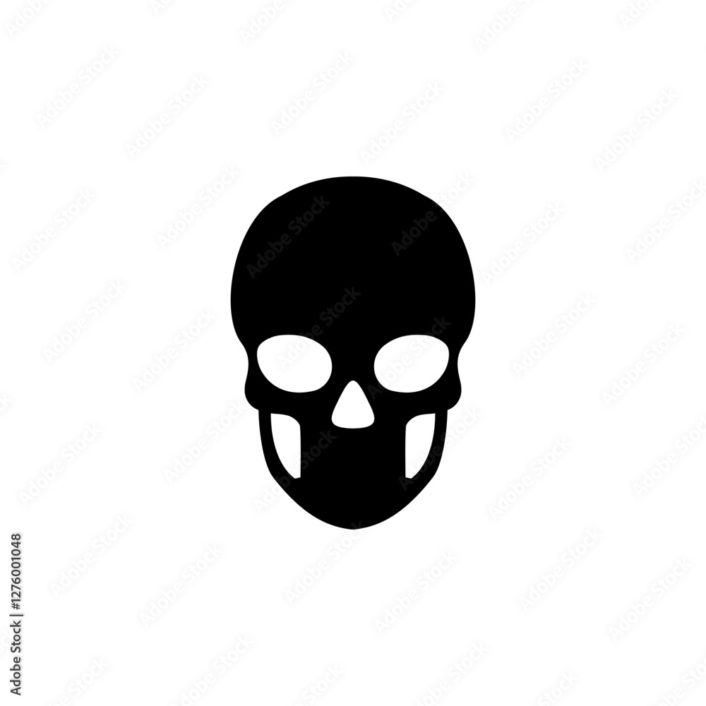 Human Skull, Death or Dead Face, Skeleton Solid Flat Vector Icon Isolated on White Background. Human Skull, Death or Dead Face, Skeleton Solid Flat Vector Icon Isolated on White Background.