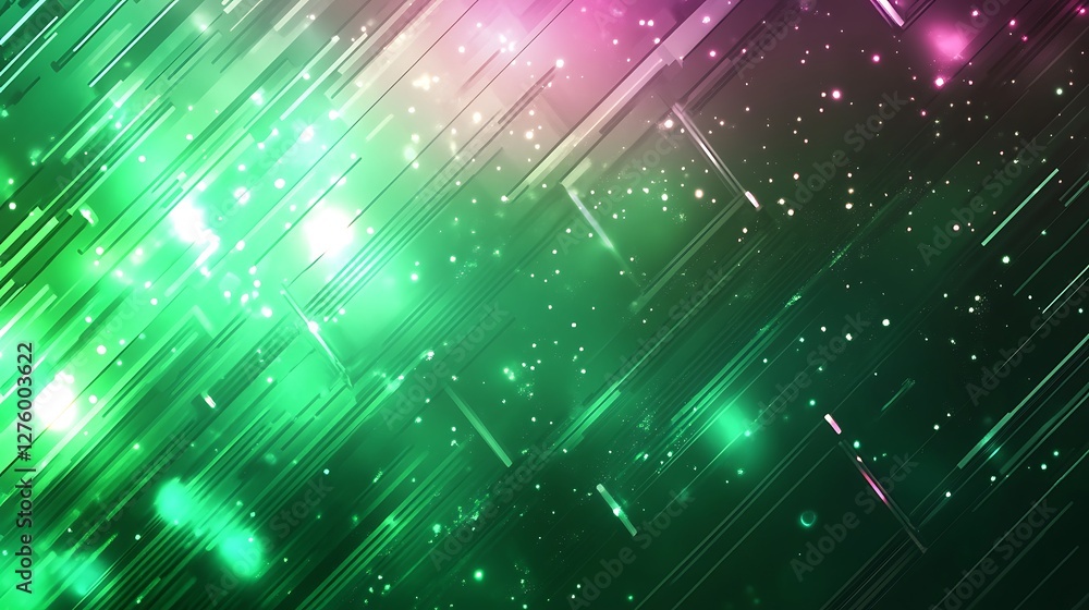 Obraz premium Green pink light streaks background