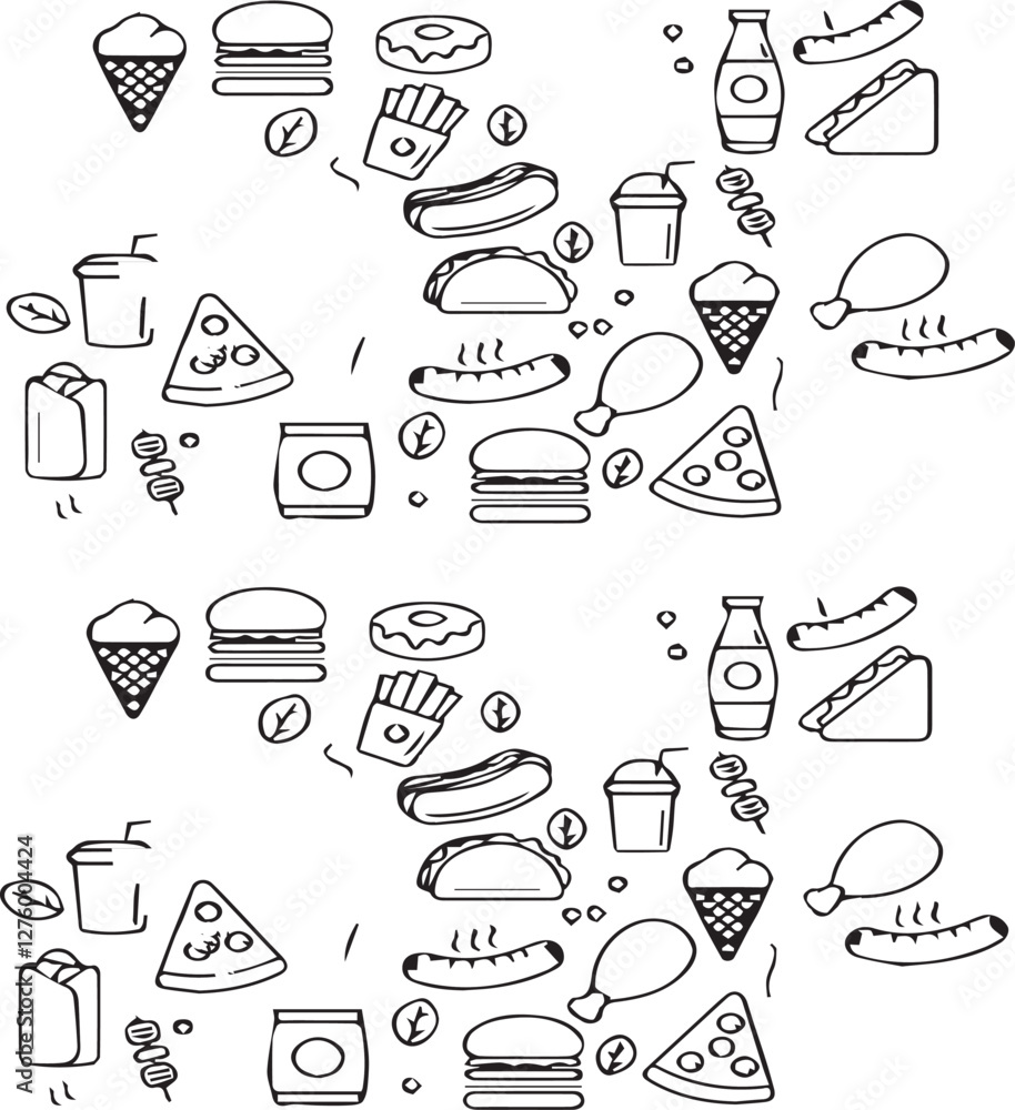 Fototapeta premium food icon fast food set banner poster template