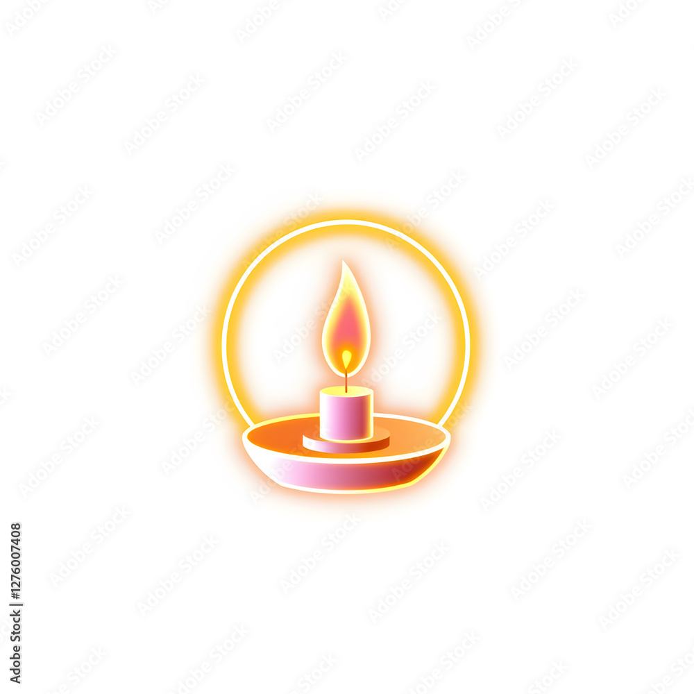 Fototapeta premium Candle holographic 3D icon. neon symbol vector illustration isolated on white background. Generative AI