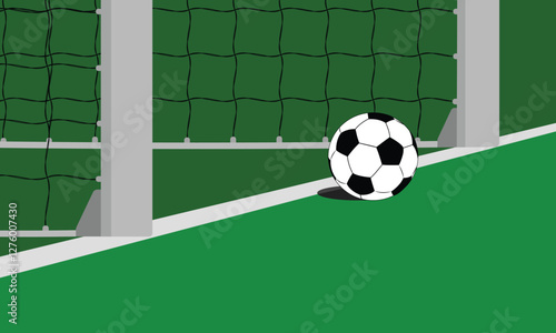 Fotografi A bold soccer vector highlighting the ball inches from the goal, embodying the power and excitement of an upcoming sports event that will captivate audiences