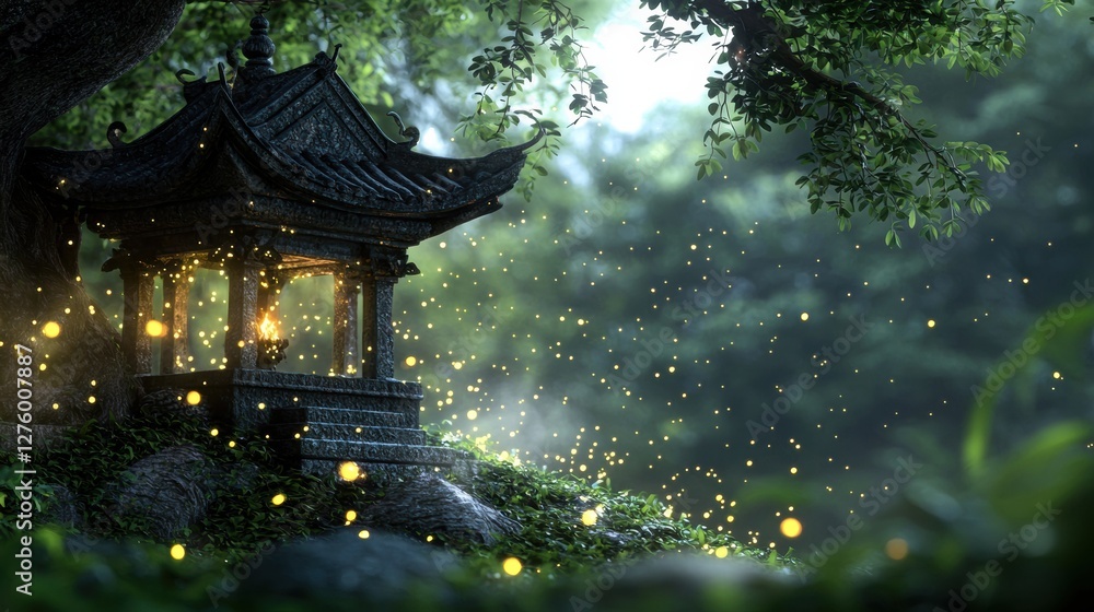 Discovering the Hidden Wonders of the Unknown in a Serene Forest with a Small Pagoda Discovering the Hidden Wonders of the Unknown in a Serene Forest with a Small Pagoda