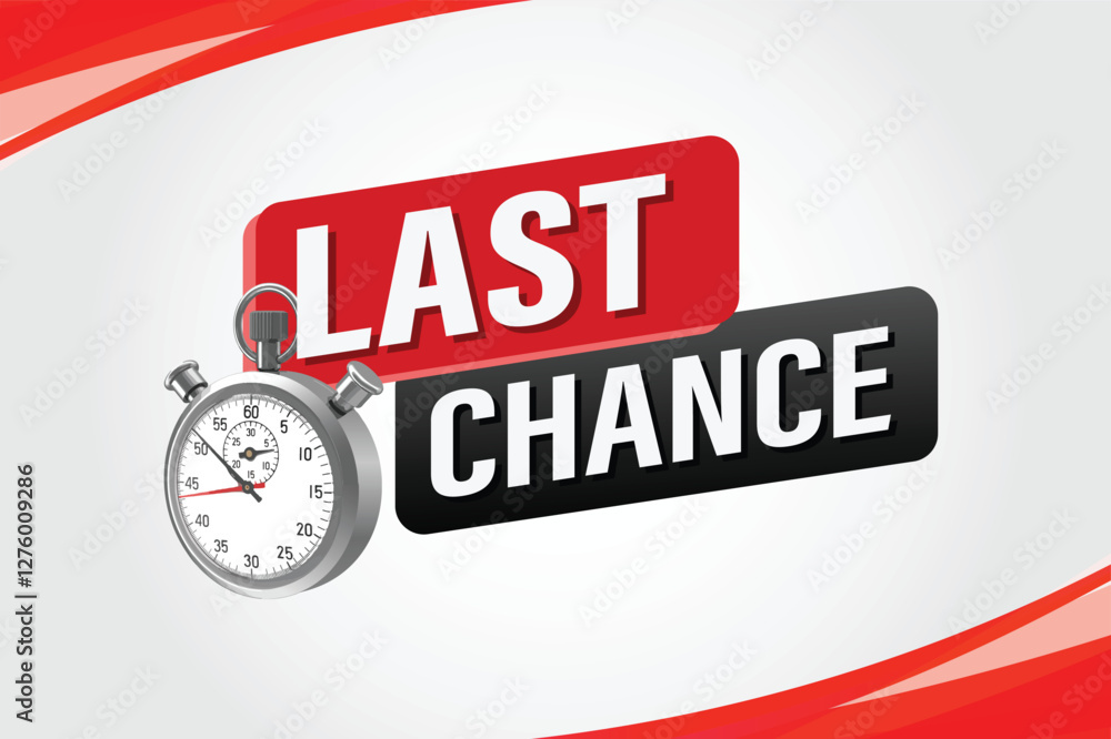 Last chance words Banner design template for marketing. Last chance promotion or retail. Stop watch timer banner modern graphic design for store shop, online store, website, landing page
Last chance words Banner design template for marketing. Last chance promotion or retail. Stop watch timer banner modern graphic design for store shop, online store, website, landing page