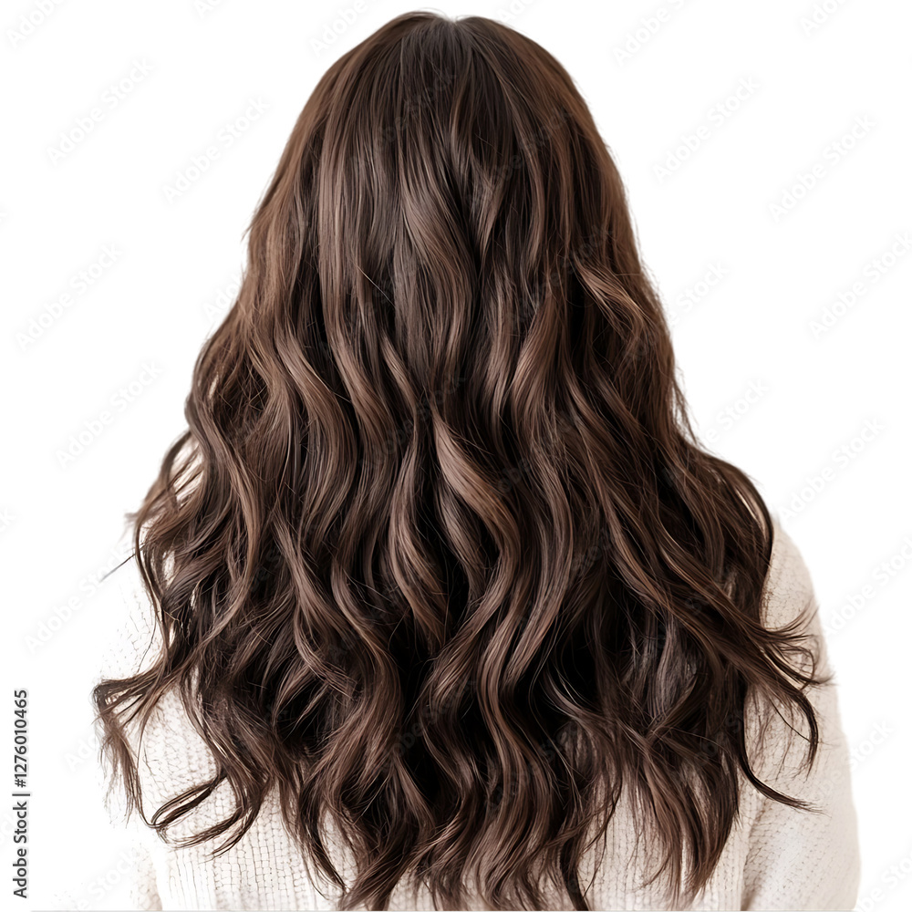 Naklejka premium Girl silky dark brown wavy hairs