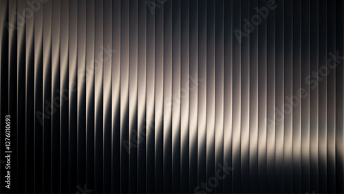 Luxury elegant metal ribbed surface background with gradient waves and soft reflections in retrofuturistic style for dynamic industrial design, high-tech aesthetic or trendy visual art project. Vector