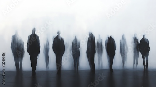 Wallpaper Mural Blurred silhouettes of people walking in fog. Torontodigital.ca