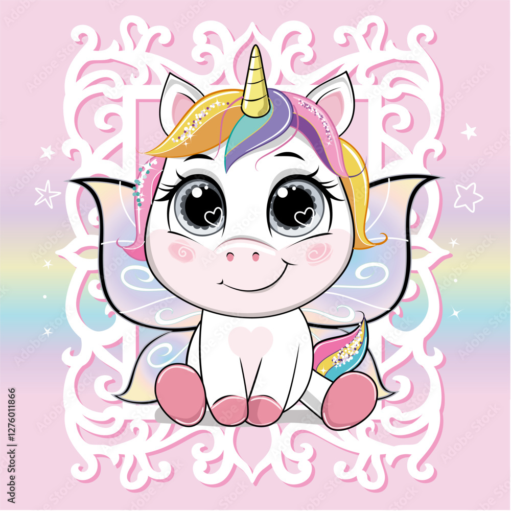 Cute unicorn with butterfly wings. Cute unicorn with butterfly wings.