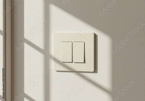 Plakat White light switch on a white wall