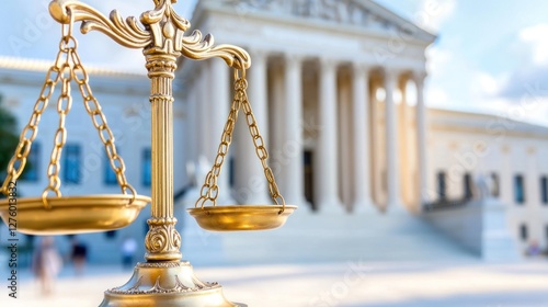 Golden Scales of Justice Courthouse Law Legal Image