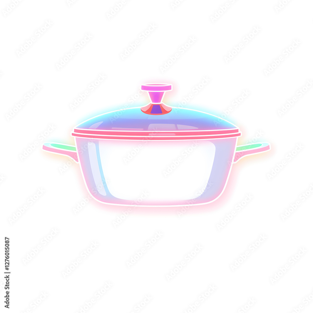 Casserole dish holographic 3D icon. neon symbol vector illustration isolated on white background. Generative AI Casserole dish holographic 3D icon. neon symbol vector illustration isolated on white background. Generative AI