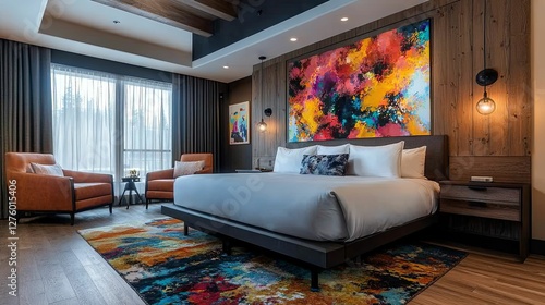 Wallpaper Mural Luxurious Hotel Room with Modern Art and Comfortable Seating Torontodigital.ca