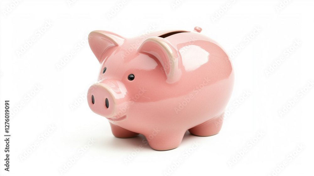 Piggy bank on white background - symbol of savings Piggy bank on white background - symbol of savings