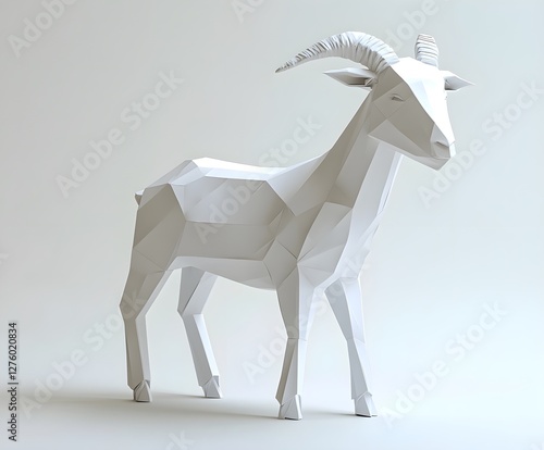3d model of a paper origami goat