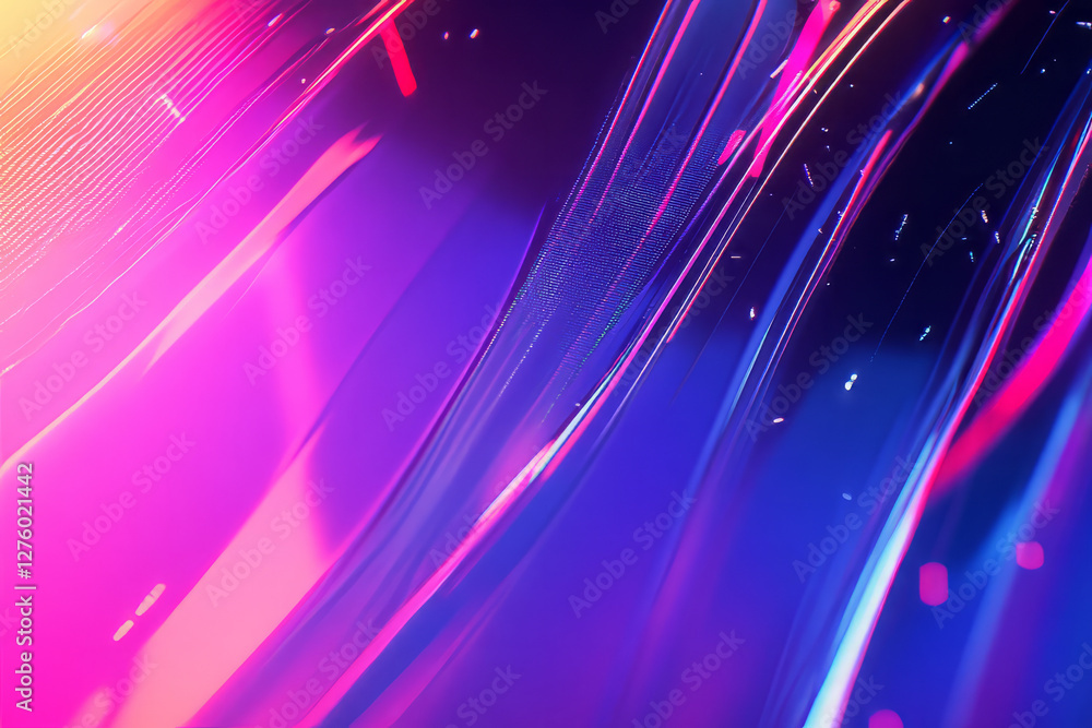 Obraz premium A holographic 90s aesthetic background with iridescent gradients, neon scribbles, and VHS-style distortions. A fusion of nostalgia and futuristic design.