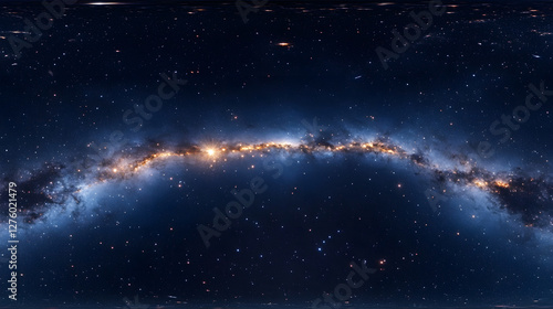 Fototapeta Naklejka Na Ścianę i Meble -  360 degree equirectangular projection of a wide cosmos featuring shining stars Starry space backdrop environment map HDRI spherical panorama 3D illustration831