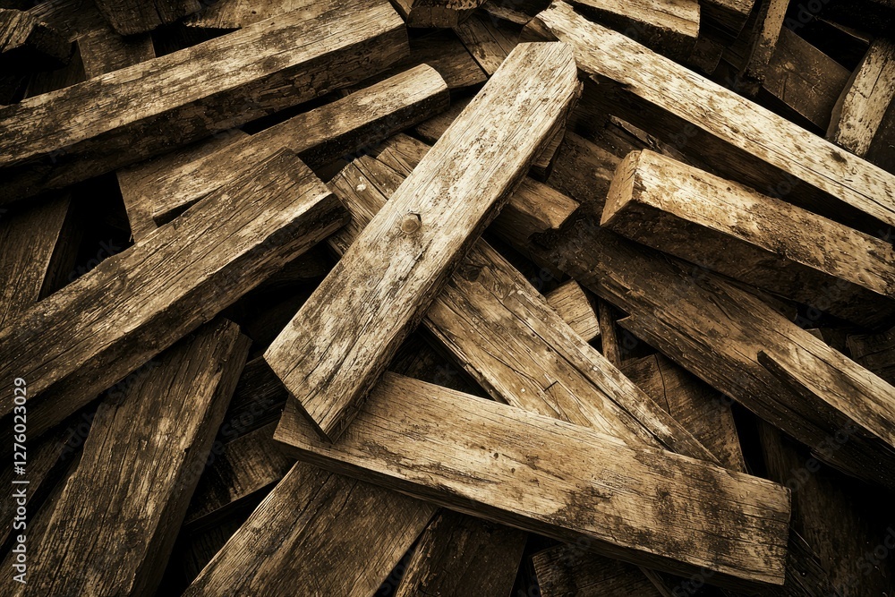 A close-up view of assorted wooden planks stacked in a chaotic manner, showcasing their textured surfaces and earthy tones. A close-up view of assorted wooden planks stacked in a chaotic manner, showcasing their textured surfaces and earthy tones.