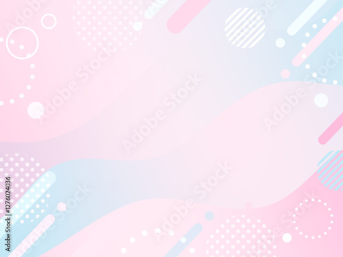 春　ピンク　水色　ポップ 　ウェーブ　グラデーション背景	