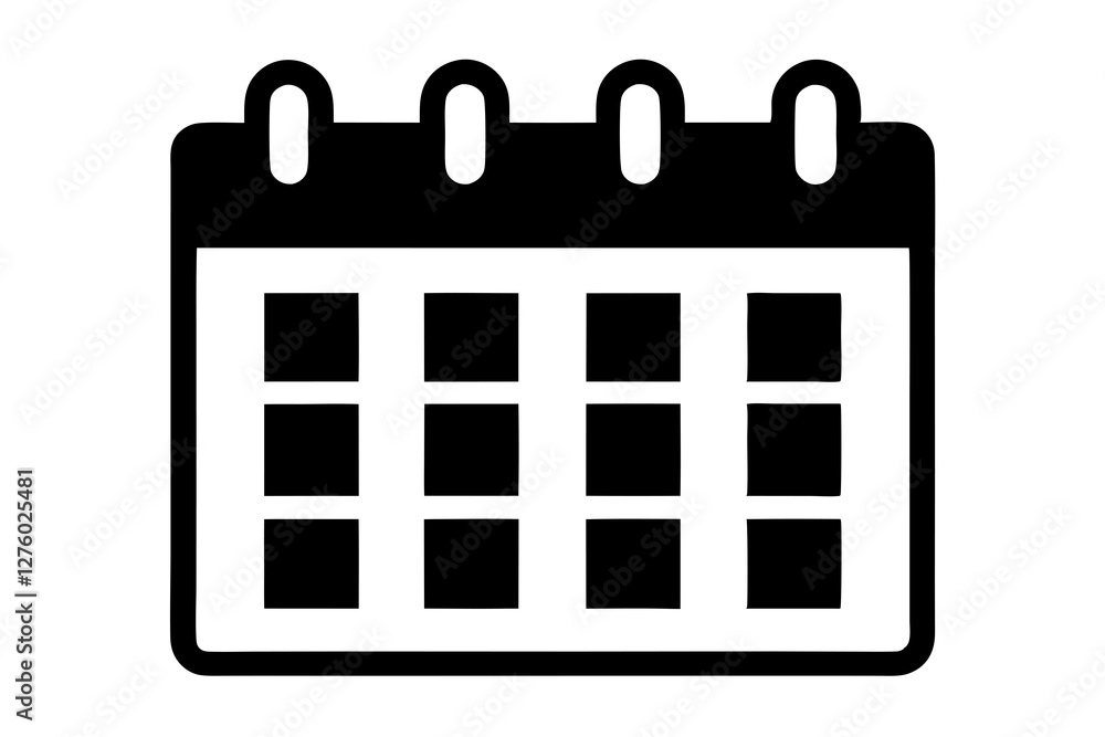 A simple black con depicts a calenda A simple black con depicts a calenda
