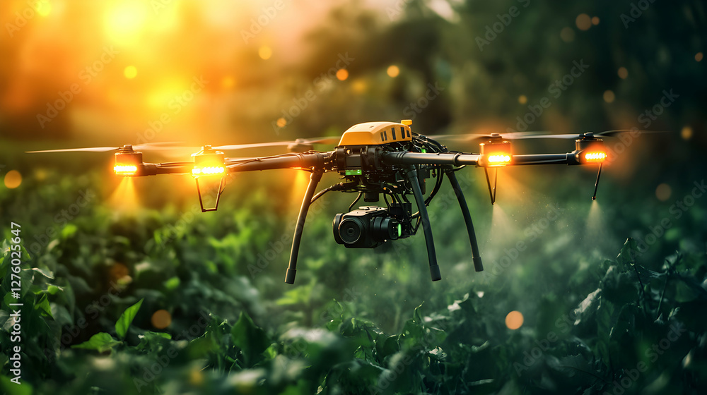 Agricultural Drone Flying Over Field Farm Technology Agricultural Drone Flying Over Field Farm Technology