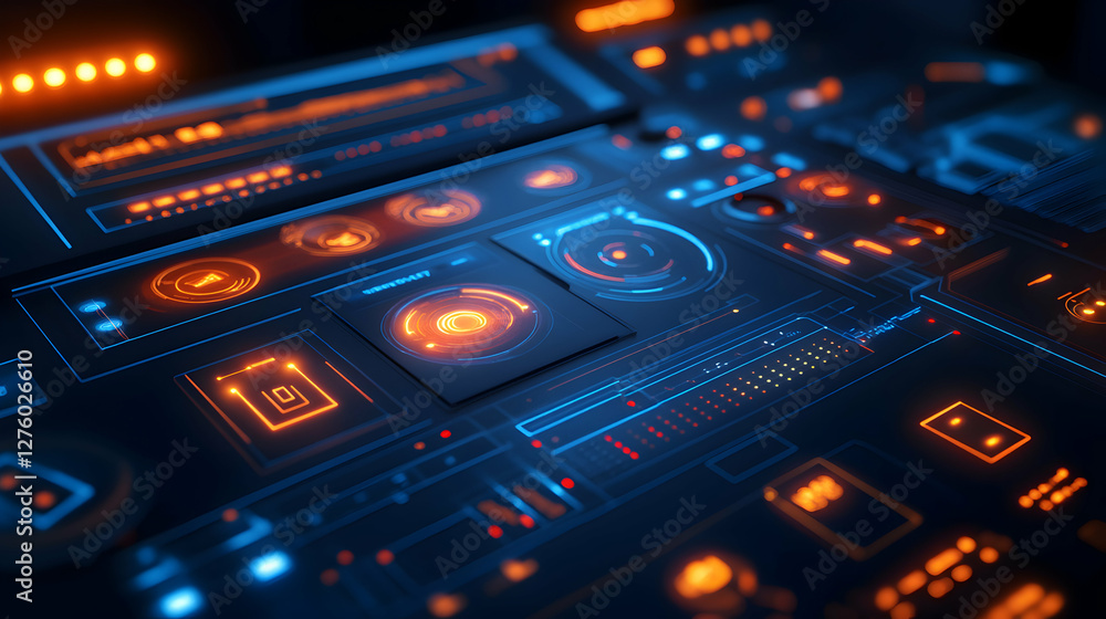Futuristic Control Panel Interface Tech Dashboard Futuristic Control Panel Interface Tech Dashboard
