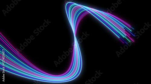 Futuristic Light Waves — Abstract Dynamic Flowing Lines in Purple, Pink, and Blue on Dark Background for AI and Digital Concepts
