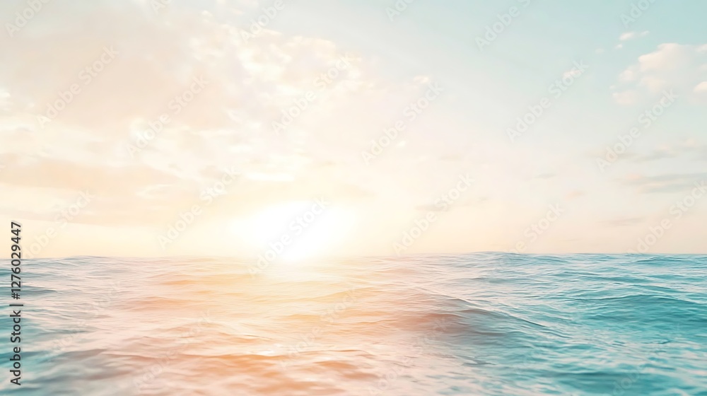 Obraz premium Serene Ocean Sunset Gentle Waves Peaceful Sky