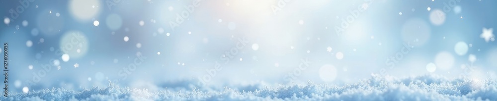 Obraz premium Snowflakes falling on a snowy white background, cold, sparkle