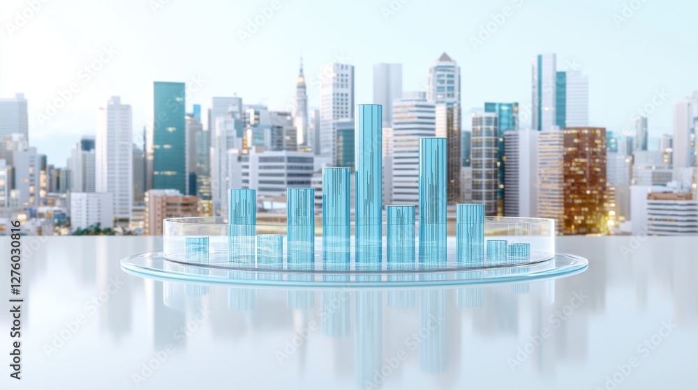 Fototapeta premium A modern cityscape with skyscrapers and glass architecture.