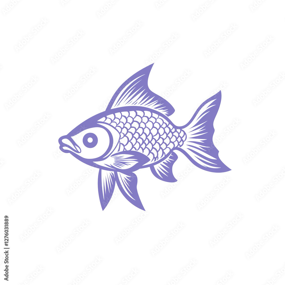 Fototapeta premium Purple Stylized Fish Illustration, Aquatic Animal Design Element