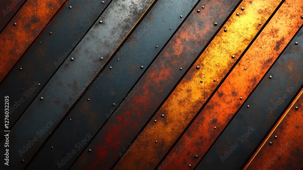 Diagonal Metal Panels, Rusted, Industrial Texture Diagonal Metal Panels, Rusted, Industrial Texture