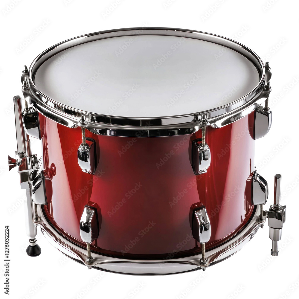 Obraz premium Red drum with chrome hardware on a white background (1) isolated on png transparent background, cut out