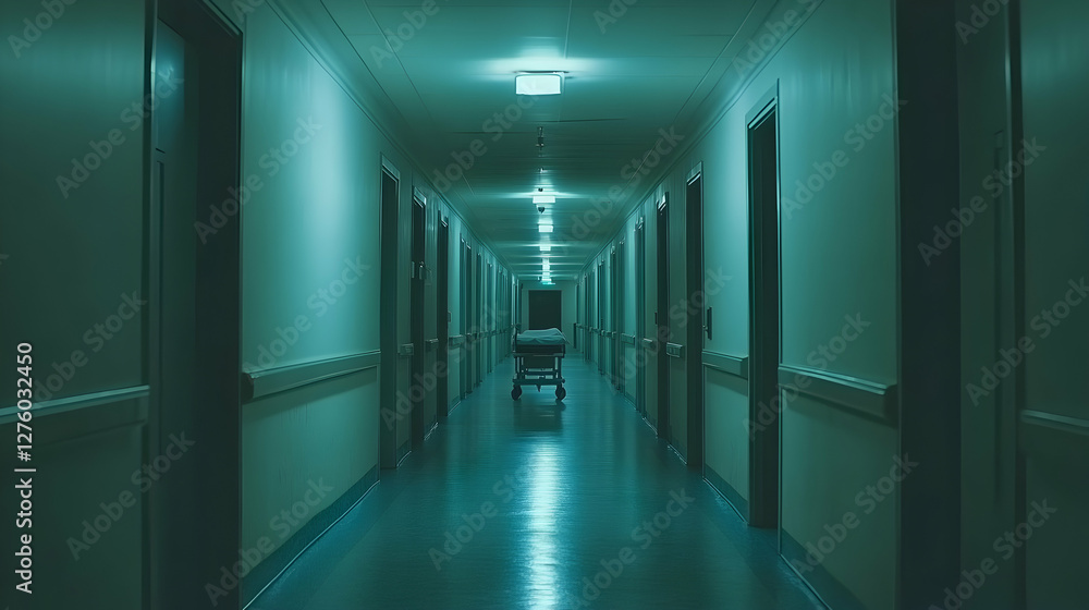 Empty Hospital Corridor at Night Empty Hospital Corridor at Night