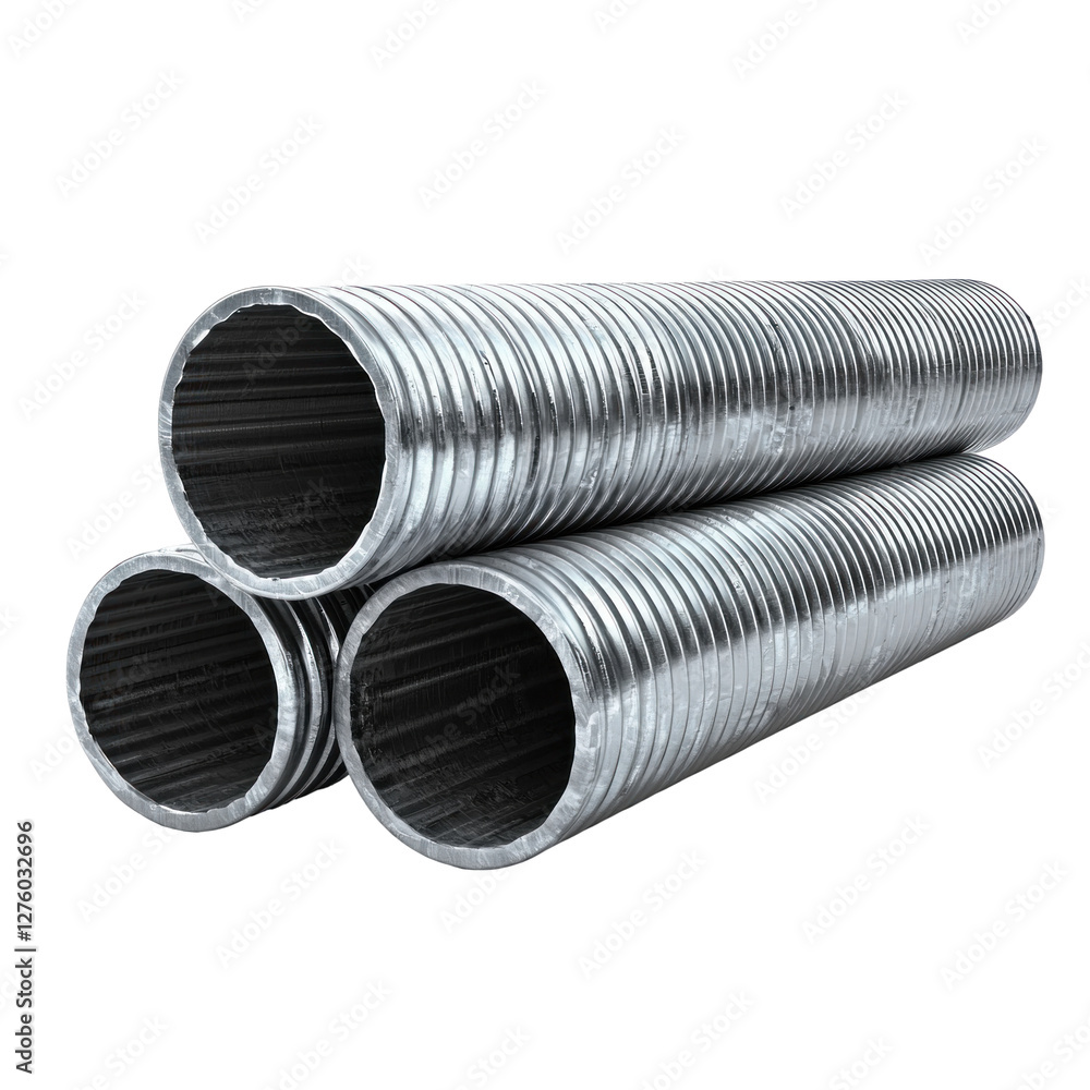 Metallic pipes stacked, showcasing industrial design isolated on png transparent background, cut out Metallic pipes stacked, showcasing industrial design isolated on png transparent background, cut out