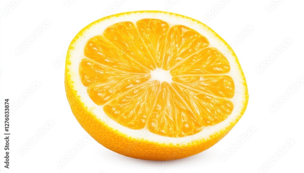 Juicy Lemon Slice Half Isolated on White Background Juicy Lemon Slice Half Isolated on White Background