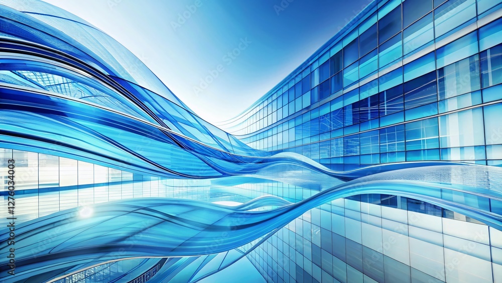 Fototapeta premium Abstract Blue Wave Background: Flowing Serene Wavy Lines on White