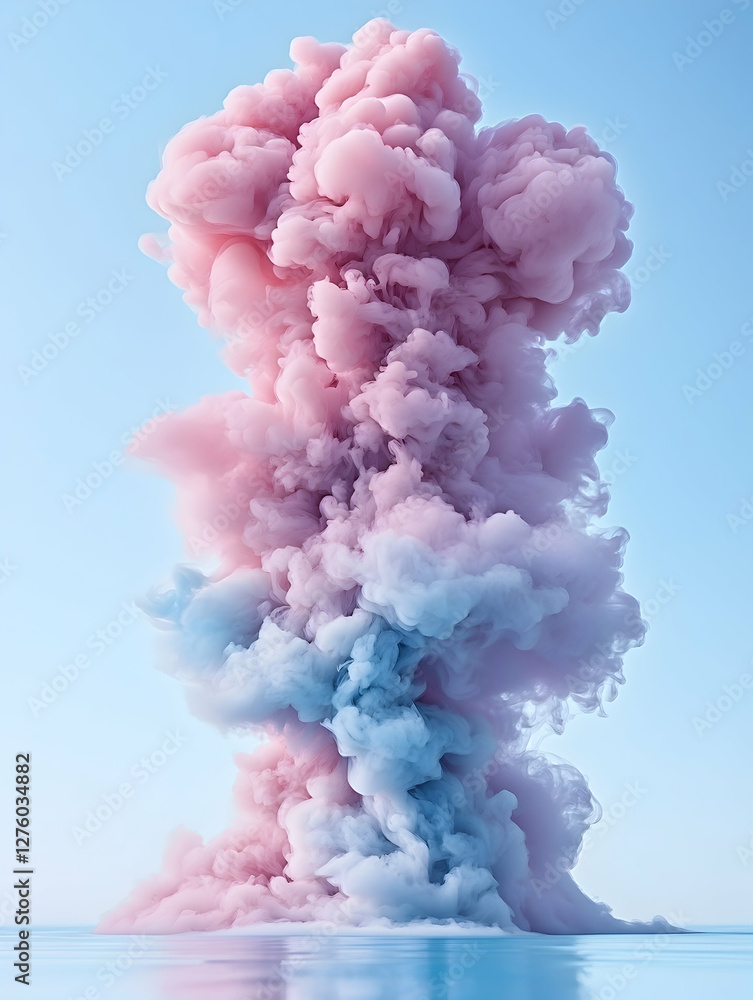 Fototapeta premium Pink and blue ink cloud explosion; abstract background, design element