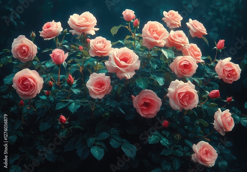 Wallpaper Mural pink rose with dew drops Torontodigital.ca