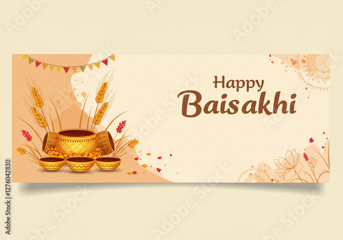 Elegant Baisakhi Banner wit...