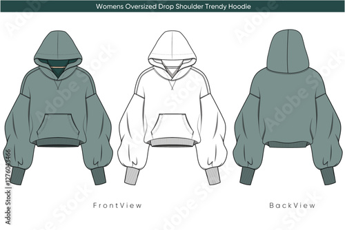 Womens Oversized Drop Shoulder Trendy Hoodie