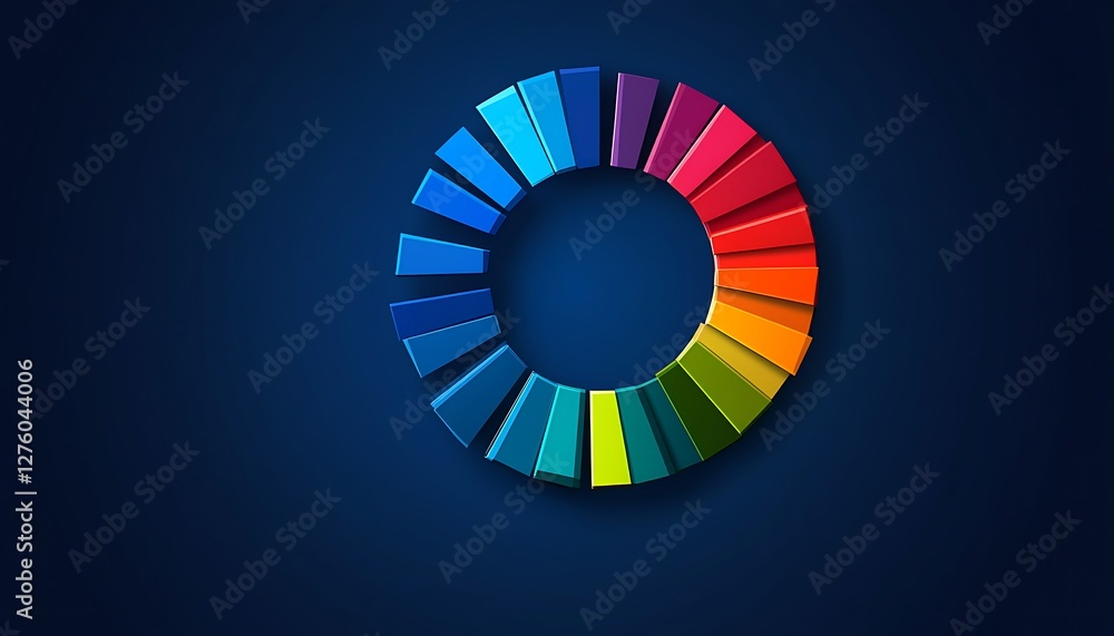 Obraz premium Colorful 3D circle chart on dark background