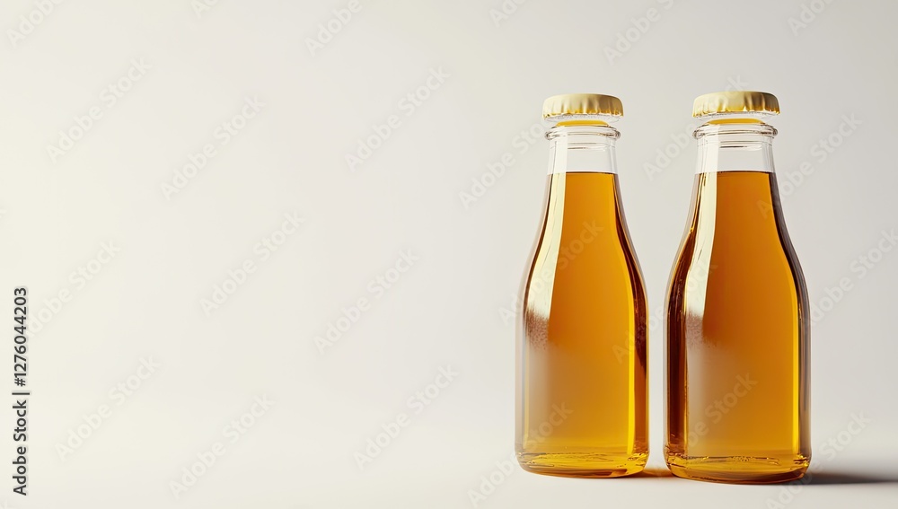 Two amber beverage bottles on white background Two amber beverage bottles on white background
