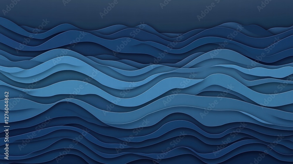 Fototapeta premium abstract blue wave paper cut art background